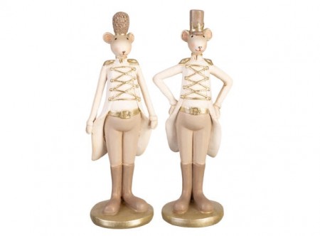Mus elegant stående beige 14,5 cm