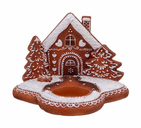 Telysholder med pepperkakehus