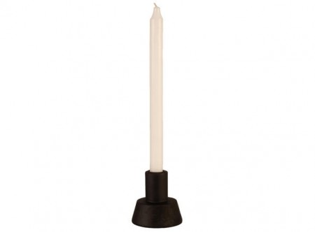 Lysestake kronelys rund sort, 8x8x8 cm
