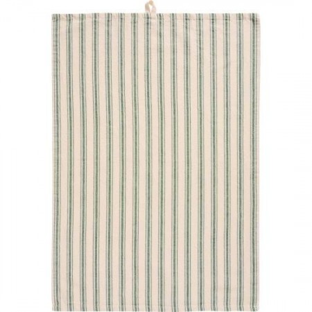 Kjøkkenhåndkle med grønne smale og brede striper