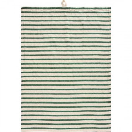 Kjøkkenhåndkle med grønne striper på tvers