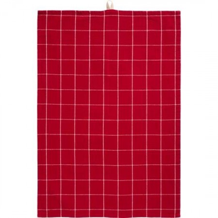 Kjøkkenhåndkle, rødt med store ruter
