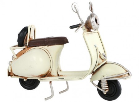 Scooter retro metall, hvit