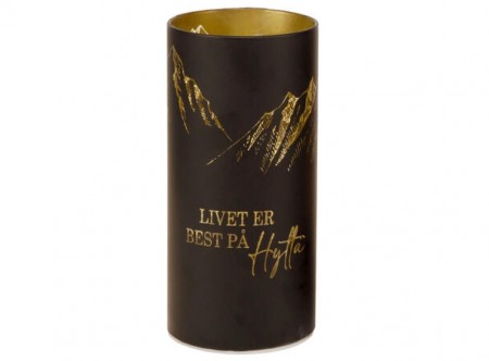 Lyslykt LED Livet på hytta sort 9x25 cm