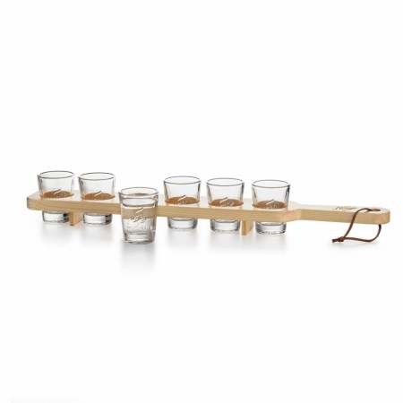 Norge shotglass 6 stk med furuplanke