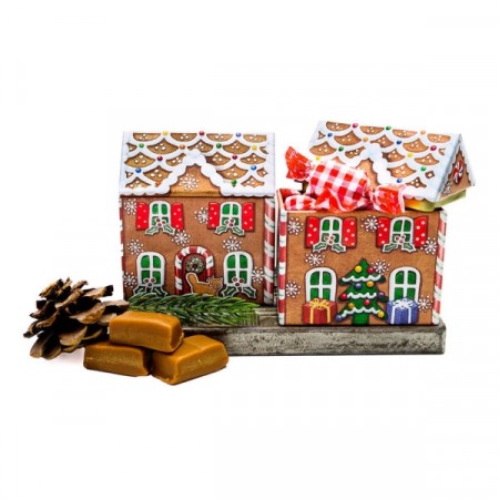 Pepperkakehus med pepperkake fudge