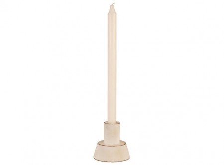Lysestake kronelys rund hvit, 8x8x8 cm