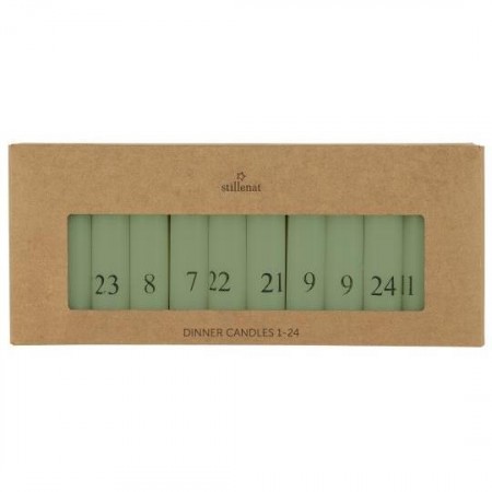 Kalenderlys 1-24 støvgrønn