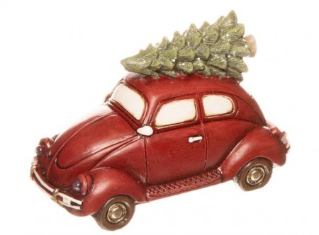 Rød boble med juletre og lys