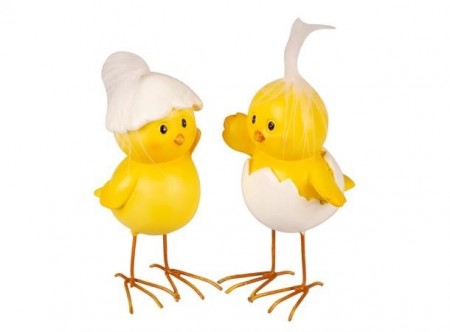Kylling i egg gul/hvit påske, 2 ass.