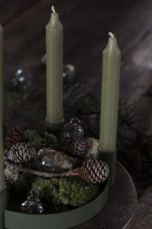 Kronelys - mosegrønn rustikk